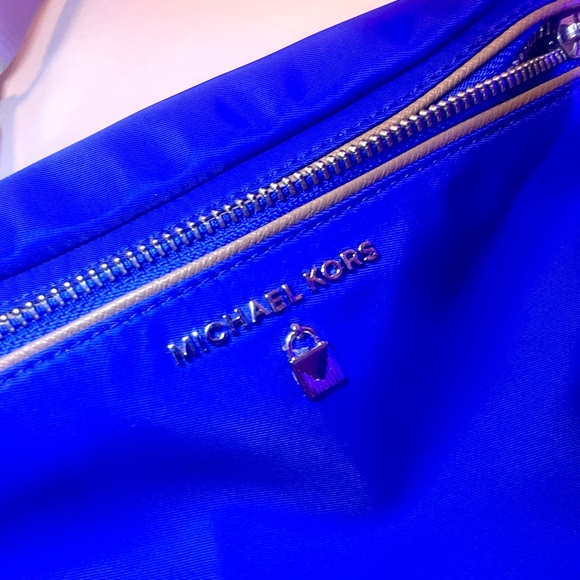 Michael Kors royal Blue and gold Crossbody Bag with Gold Accents - Picture 9 of 10